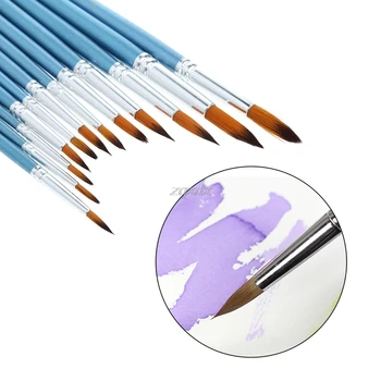 

12pcs/pack Artist Nylon Hair Paint Brush Set For Watercolor Acrylic Oil Painting Brushes Drawing Art Supplie Whosale&Dropship