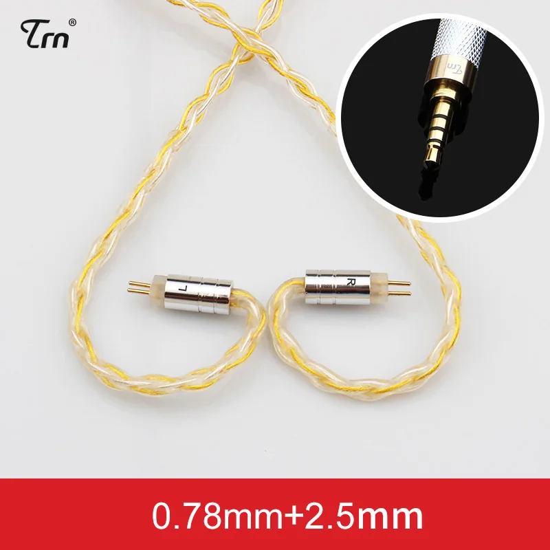 2.5mm With 0.78mm TRN MMCX/2Pin разъем 3,5/2,5 мм сбалансированный 8 жильный Медный Серебряный смешанный кабель для TFZ TRN V80/IM1 ES4 AS10 ZS10 BA10 NICEHCK M6/N3 - Цвет: 2.5mm With 0.78mm