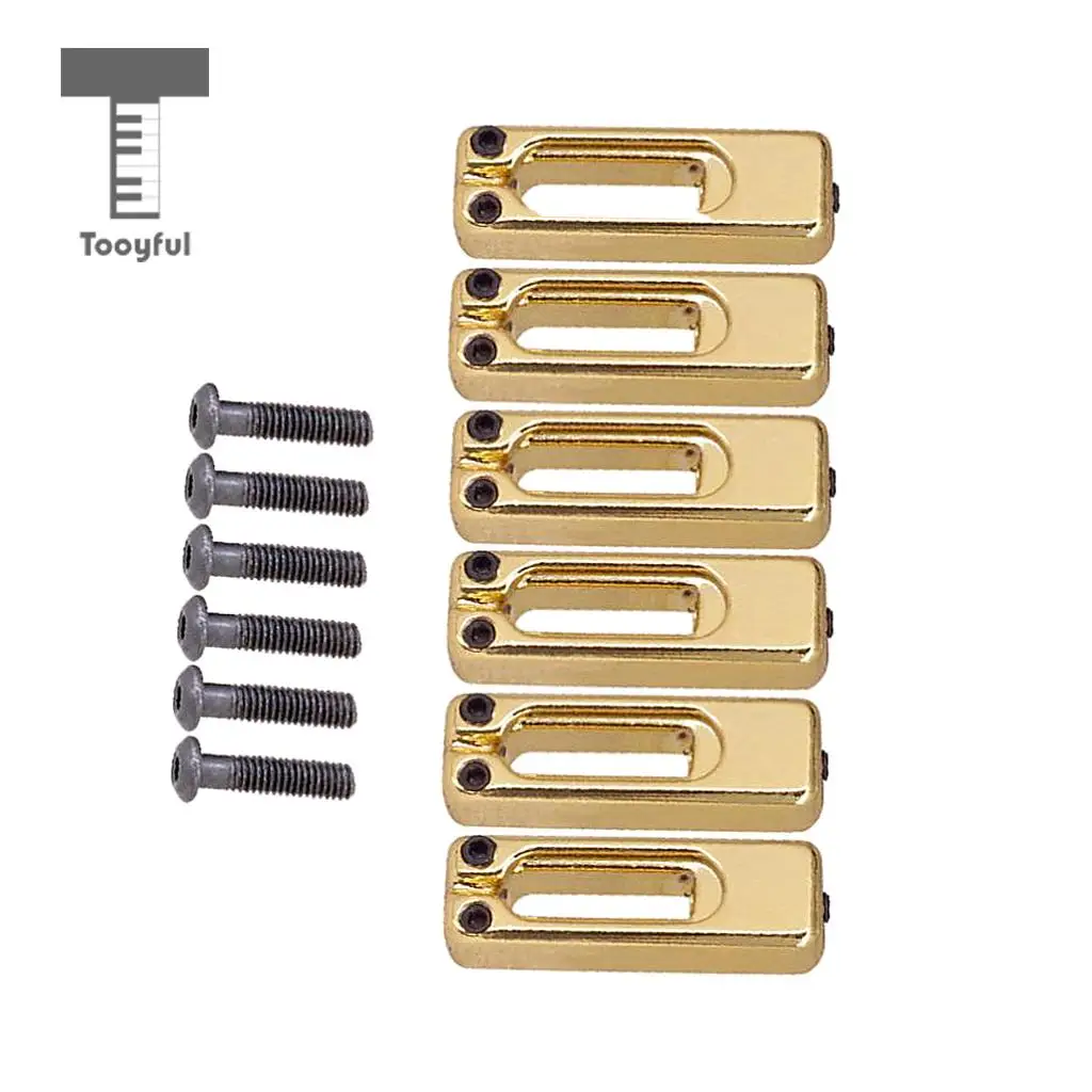 Tooyful 6pcs Electric Guitar Tremolo Bridge Saddles with Screws for Tremolo Bridge Parts