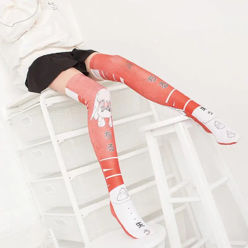 Kawaii Nylon Stockings Women's Sexy Japanese style Striped Knee Stockings Printed Thin Long Stocking for School Girls 5S-SW04 Kawaii Nylon Stockings Women's Sexy Japanese style Striped Knee Stockings Printed Thin Long Stocking for School Girls 5S-SW04