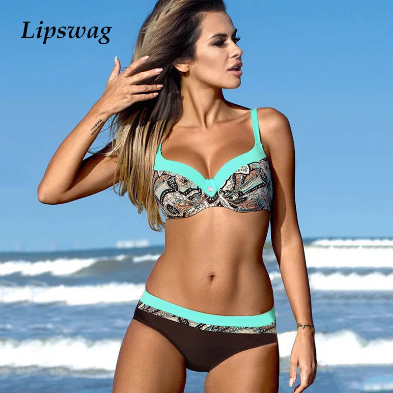 

23 colors sexy push up underwire bikini swimsuit women print bikini set swimwear female low waist bathing suit biquini S-XXL