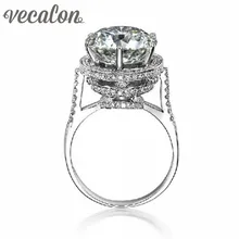 Vecalon 2016 Marca Diseño Mujer Corona anillo 5ct Simulado diamond Engagement wedding Band anillo Cz 925 Plata Esterlina para las mujeres