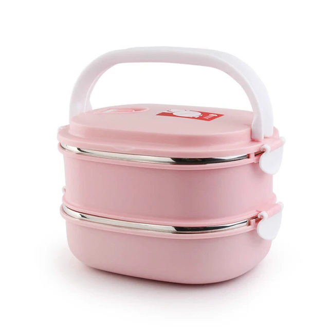 1 3 Layers Microwave Lunchbox Portable Handle Stainless Steel Bento