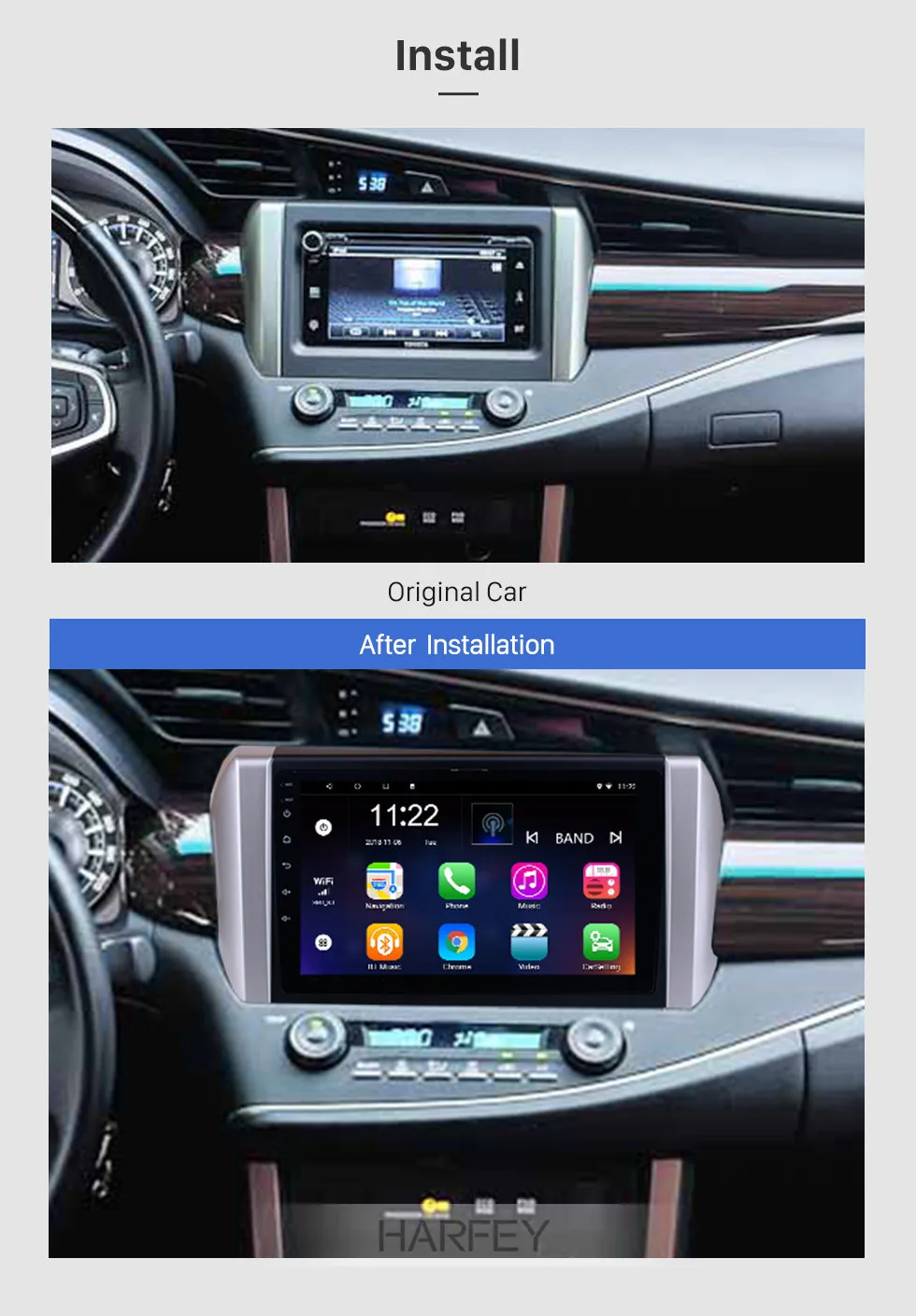 Sale Harfey 9 Inch Android 8.1/7.1 Quad-core Car Multimedia Player For 2015 Toyota INNOVA LHD Bluetooth WIFI GPS Navigation System 2