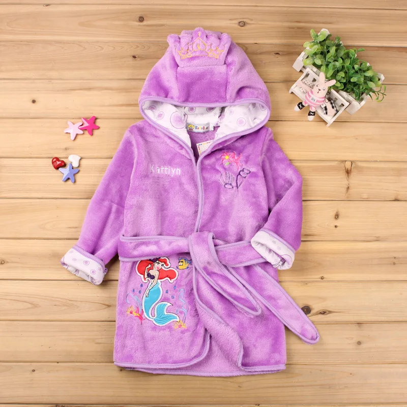 Зимний детский мультяшный халат для мальчиков и девочек, ночная рубашка - Цвет: Коричневый