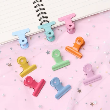 

5PCS/Batch 9 Color Cute Multifunction Metal Baking Paint Candy Folder Note Letter Paper Document Clips School Office Stationery