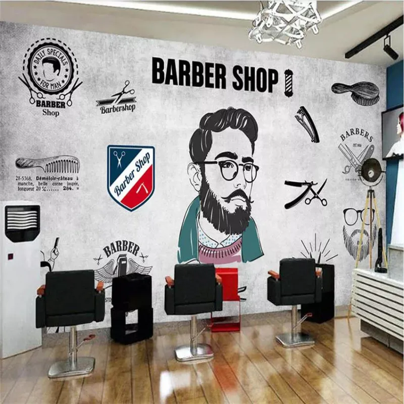Professional custom 3D wallpaper mural fashion beauty salon barber shop background wall series - high-grade waterproof material Professional custom 3D wallpaper mural fashion beauty salon barber shop background wall series - high-grade waterproof material