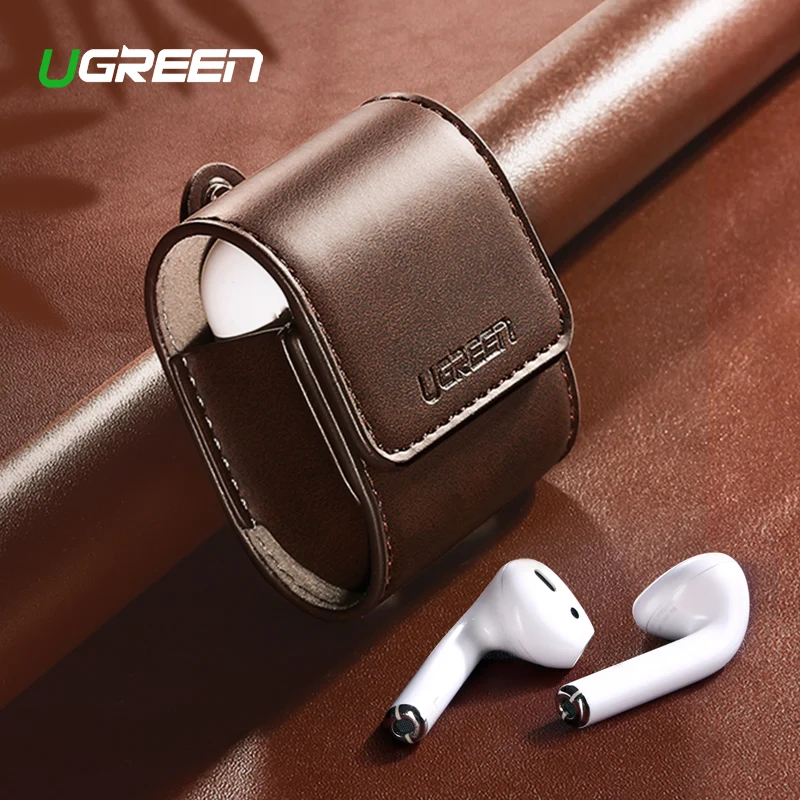 Ugreen Case For AirPods 2 1 Case Leather Earphones Accessories Anti-lost Rope Protective Headphone Cover For Apple Air Pods Case