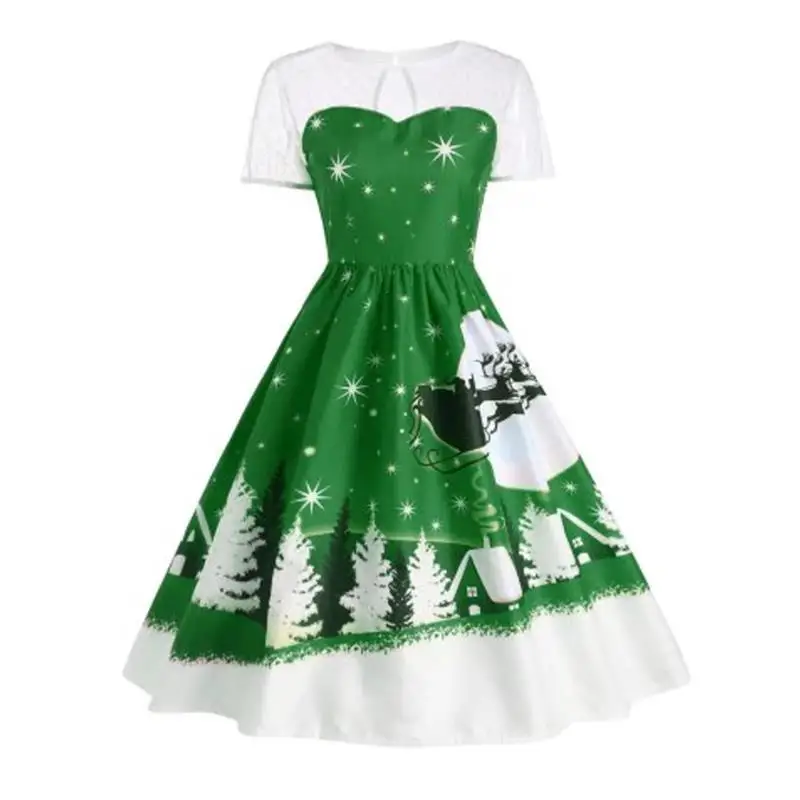 2017 New Christmas Dresses Femme Vestito High Waist Patchwork A line Ladies Women's Winter Tunic Robe Clothing WS4732Y 2017 New Christmas Dresses Femme Vestito High Waist Patchwork A line Ladies Women's Winter Tunic Robe Clothing WS4732Y