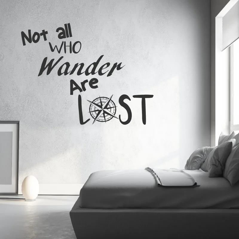 Not All Who Wander Are Lost Wall Stickers Quotes Vinyl DIY Home Decor Bedroom Wall Decals