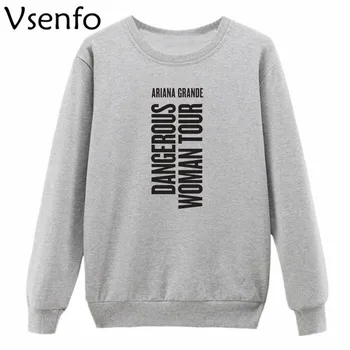 

Vsenfo Ariana Grande Dangerous Woman Tour Sweatshirt Men Women Casual Letters Printed Hoodies Casual Pullover Tracksuit