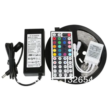 

5M rgb strip 5050 SMD 60led/m Flexible Waterproof + 44key Remote + 12V Transformer led flexible strip For Home Decoration