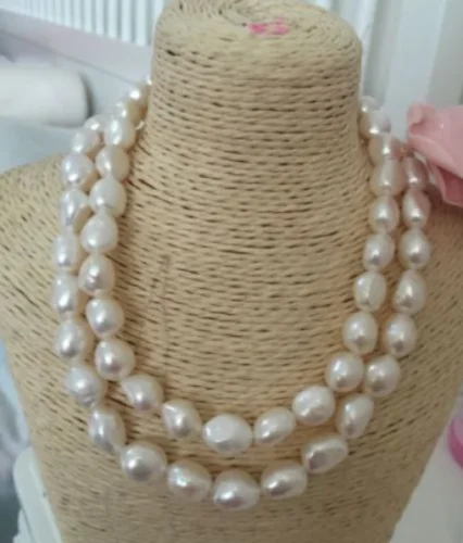 Ожерелье из белого жемчуга 2 ряда 12 13 мм 17 18 дюймов|pearl necklace|white pearl necklacenecklace necklace |