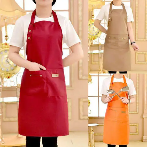 US Women Men Waterproof Kitchen Apron Chef Butcher BBQ Cooking Baking Catering