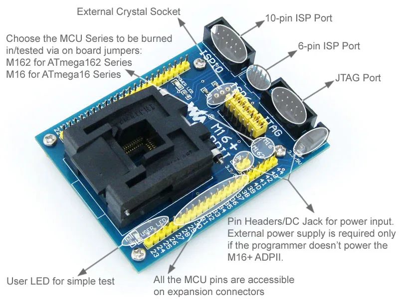 Программируемый адаптер M16 + ADPII # ATmega16 ATmega32 ATmega162 mega16 mega162 TQFP44 AVR тестовый