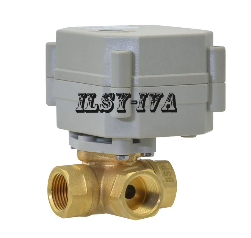 G1/" DN15 12vdc латунь электрический шаровой кран, T/L тип 3 способ моторизованный шаровой кран