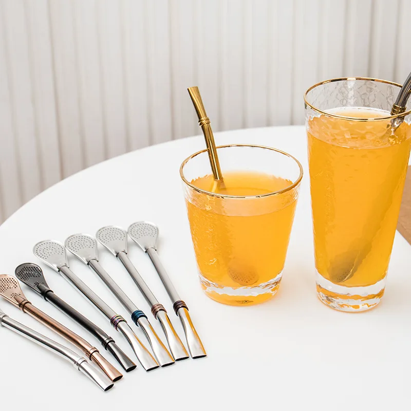 Нержавеющая сталь Питьевая соломенная ложка Чайный фильтр Yerba Mate трубочки для