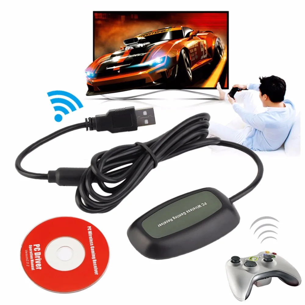 

USB 2.0 PC Wireless Controller Gaming USB Receiver Adapter For Microsoft for XBOX 360 with a CD