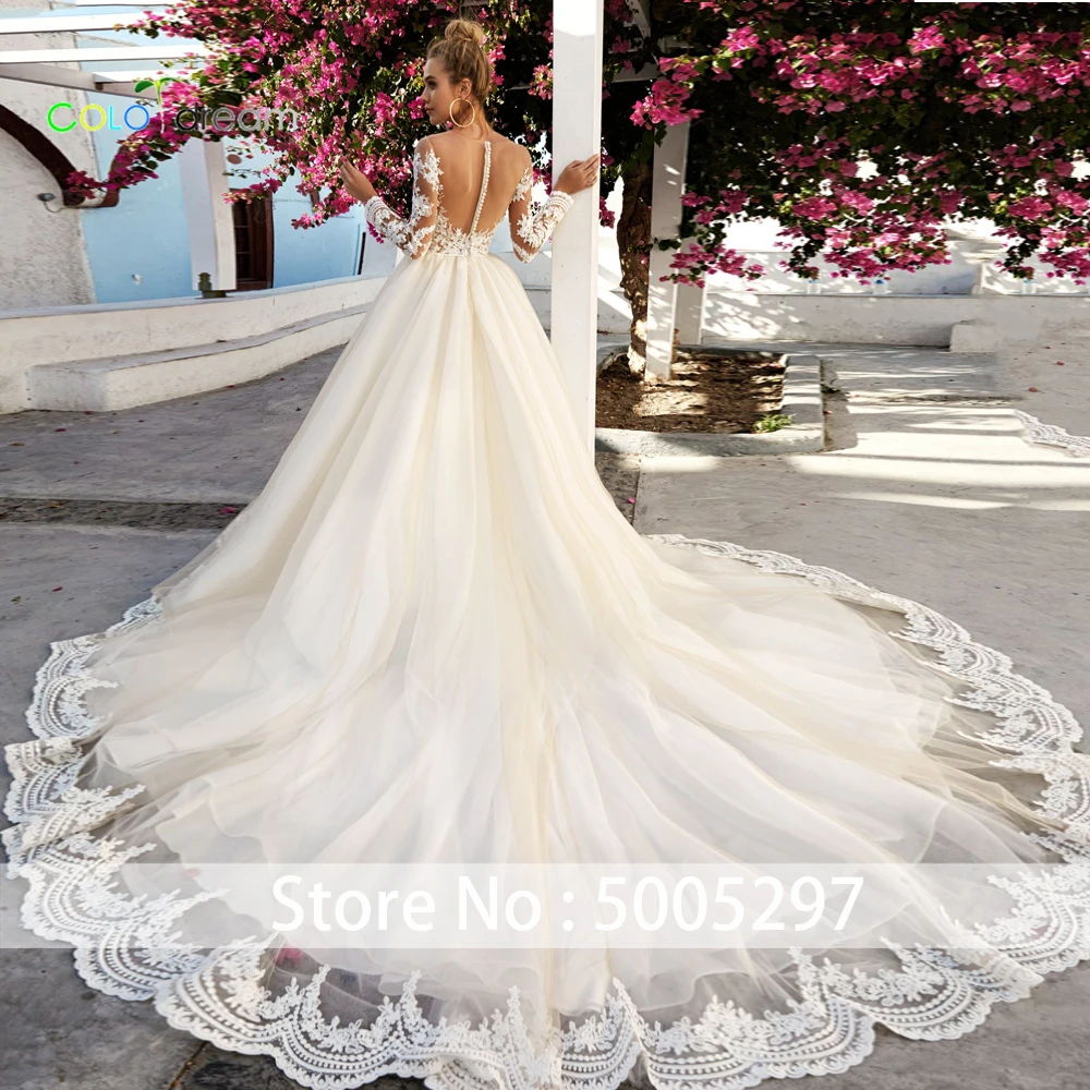 Свадебное платье A line vestido de novia cathedral/Королевский поезд
