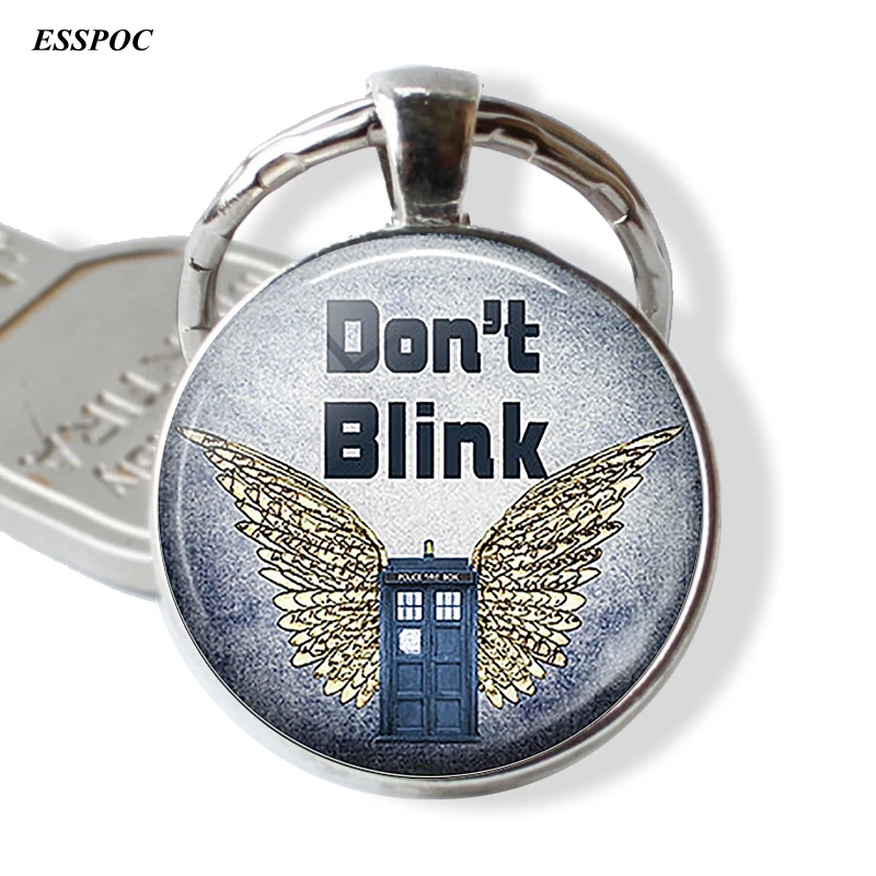 

Don't Blink Weeping Angels Fashion Keychain Pendant Dr Who Tardis Jewelry Glass Dome Cabochon Key Chain Ring Accessories Gift