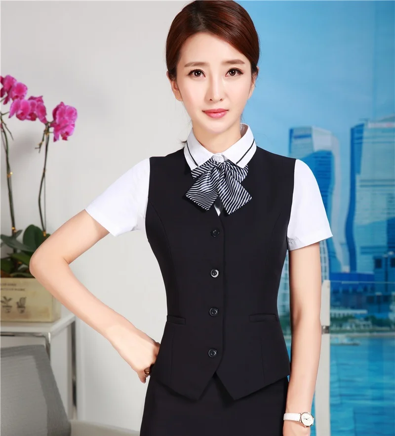 

Formal Women Waistcoat & Vest Female Office Uniform Styles Ladies Work Wear Clothes Black