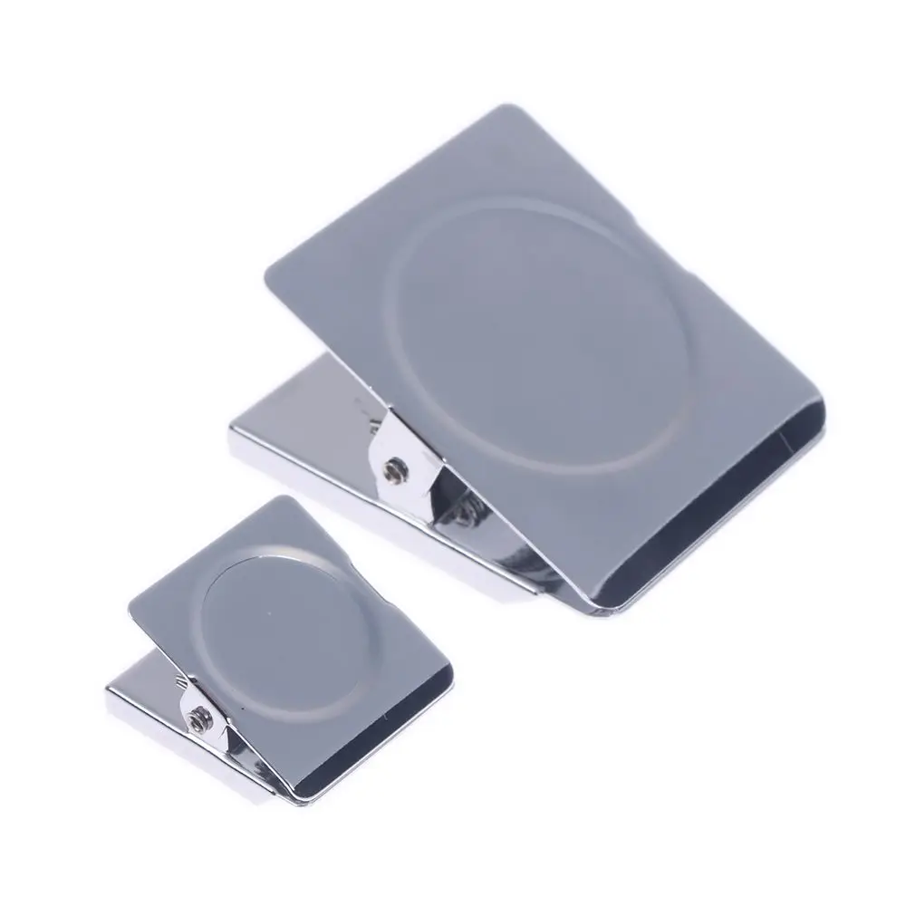 

5PRefrigerator Spring Loaded Magnetic Wall Clip Memo Note Holder Silver Magnet Hook Clips Paper Storage School Supply Decorative