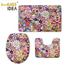 HUGSIDEA модные 3D черепа Печать чехлы для сидений унитаза комплект из 3 предметов Нескользящие ковры WC аксессуары Водонепроницаемый отель Декор