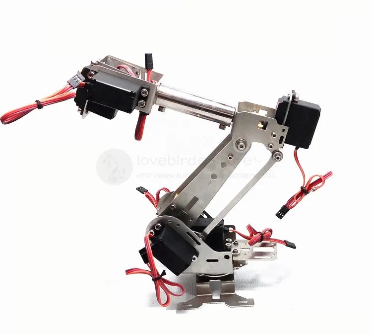 

stainless steel 6DOF rotating robotic arm 6 large torque digital servos arduino r3 + servo extender