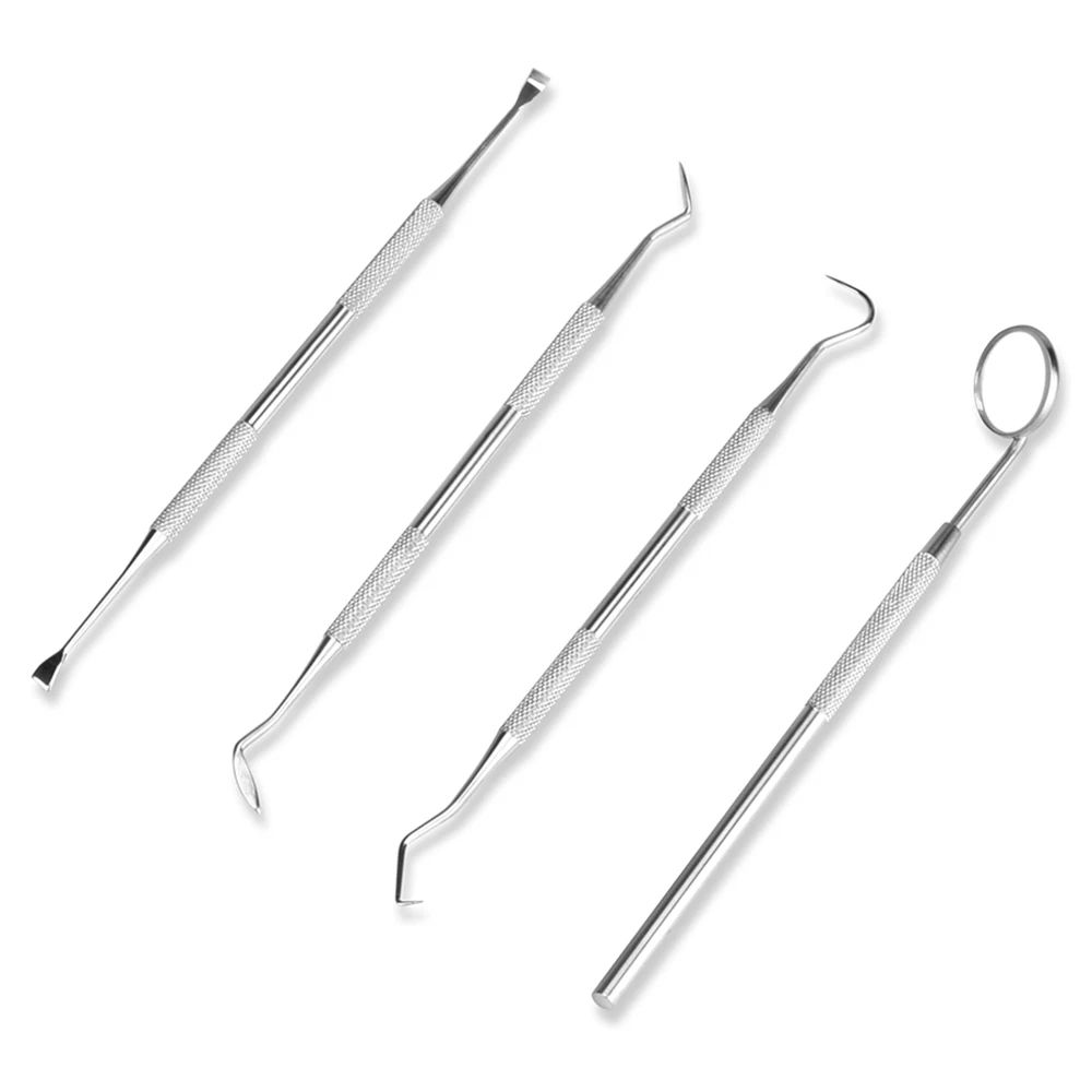 

4pcs Pro Stainless Steel Dental Tartar Calculus Removing Kit Tooth Clean Hygiene Scraper Mirror Instruments Probe Scaler Set