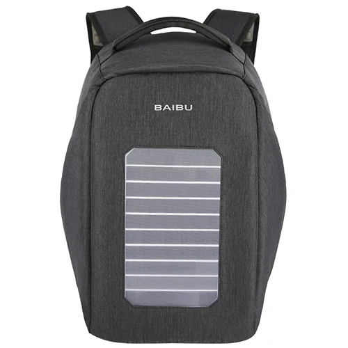 Панели солнечные рюкзак Внешний USB зарядки сумка большой Ёмкость путешествия Анти-Вор Водонепроницаемый 1" ноутбук рюкзак - Цвет: Gray