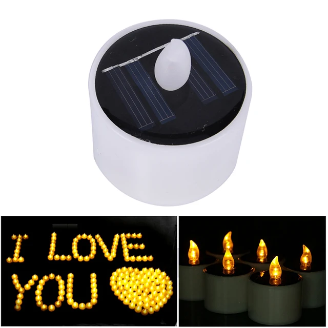 5.2*5.8cm Yellow Solar Power LED Candles Flameless Electronic Solar LED