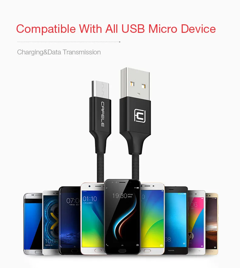 Cafele Micro USB кабель для Xiaomi Redmi 4X зарядный кабель USB Micro USB нейлоновый тканый кабель Micro USB для Xiaomi Redmi 5 Plus