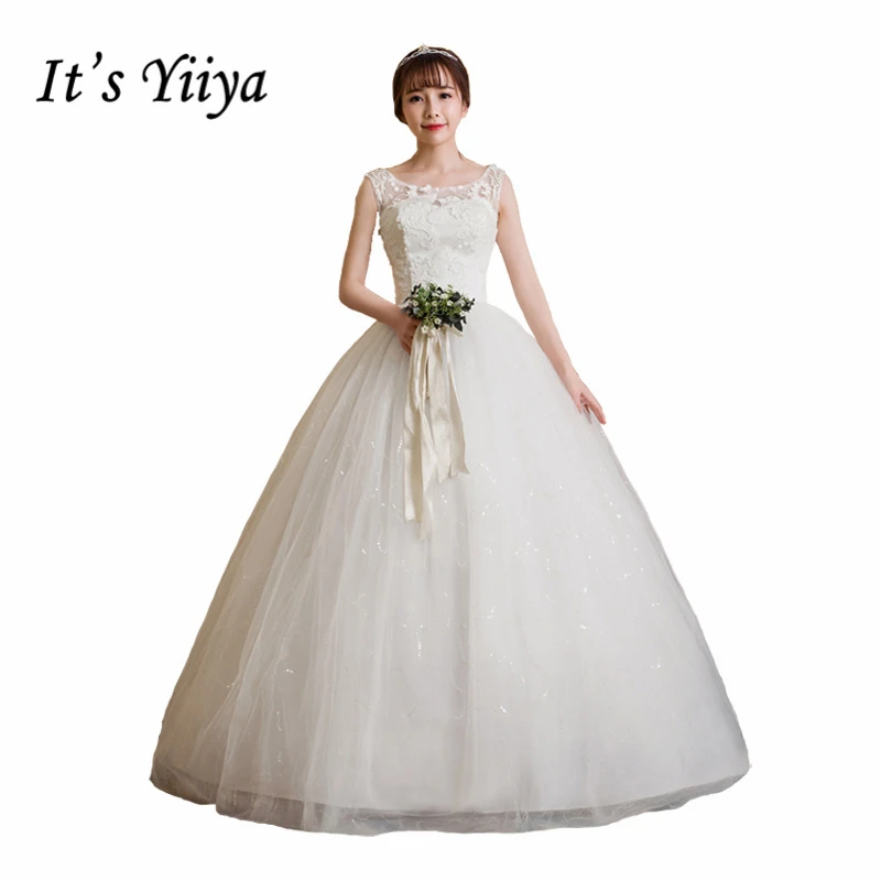 Free Shipping New 2017 Summer O Neck Lace White Wedding Dresses Plus Size Princess Bride Frocks