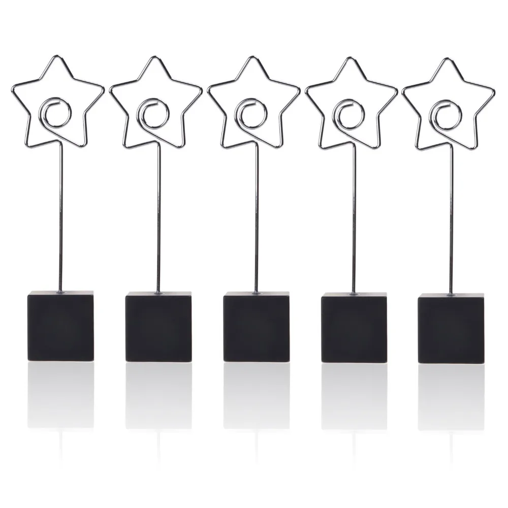 5 Pcs Cube Base Memo Clips Holder with Star Shaped Clip Clasp for