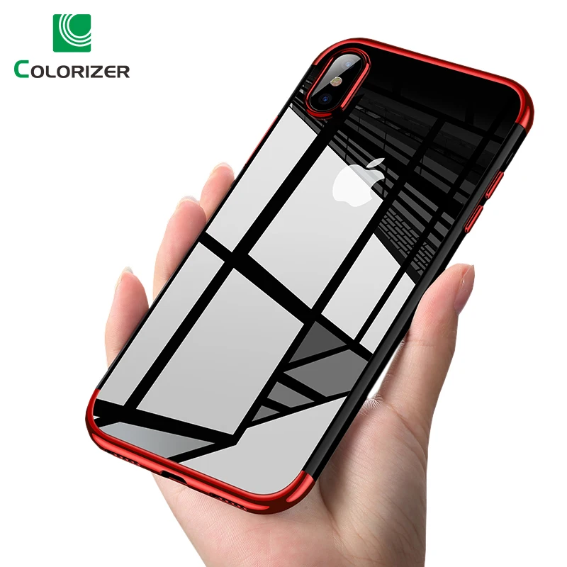 

Luxury Soft TPU Case For iPhone X XR XS Max Case Ultra Thin Transparent Plating Silicon Shining Cover For iPhone 8 7 6 6s Plus 5
