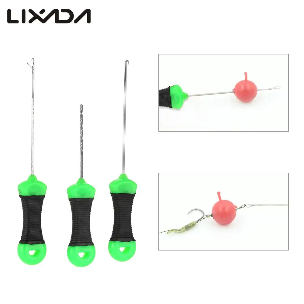 

3Pcs Bait Needle Driller Tool Set Stainless Steel Baiting Needle Drill + Boilie Needle Hook Carp Fishing tackle