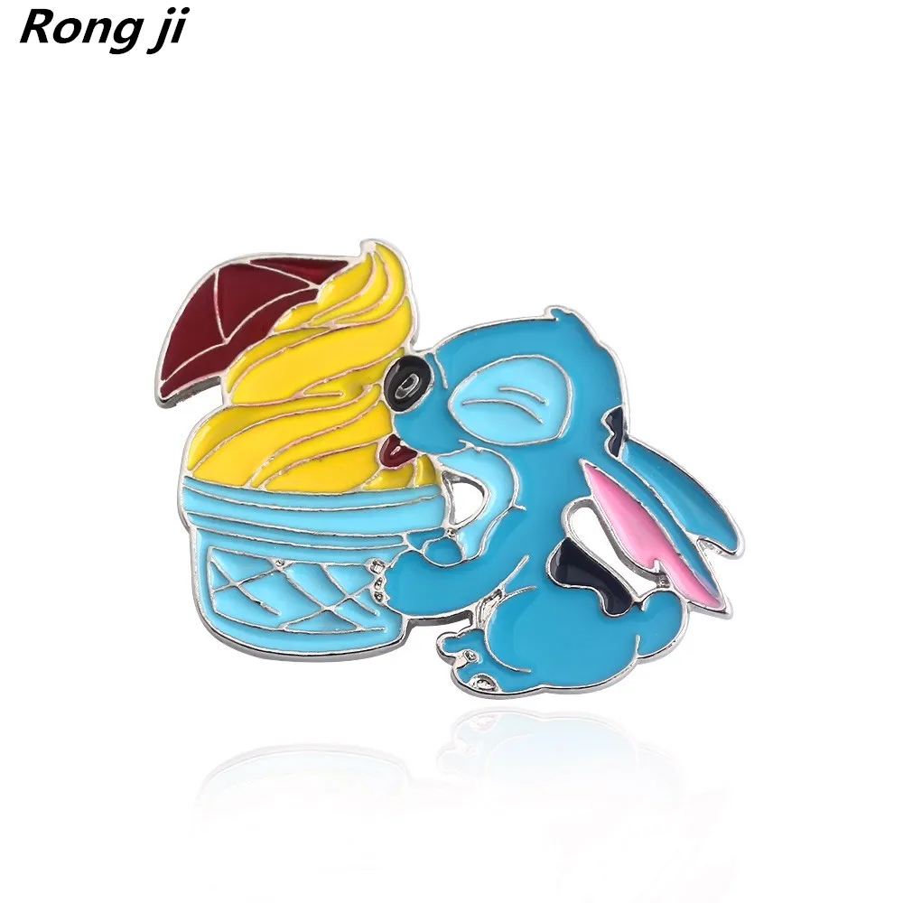 

Rongji jewelry Lilo And Stitch Brooch Pins enamel Stitch and the ice cream We Bare Bears charms cosplay men and women jewelry