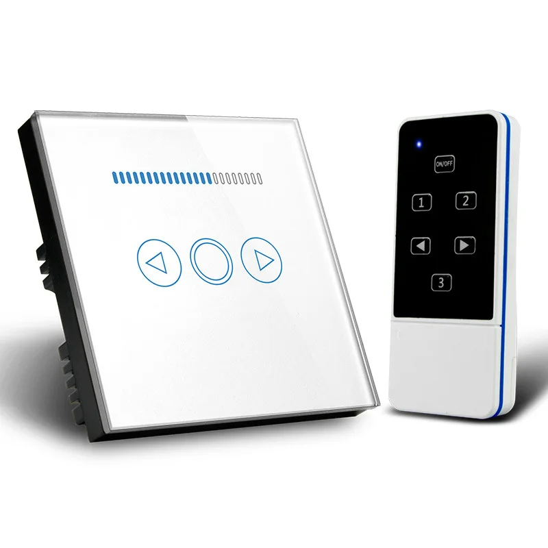 EU/UK Standard Wireless Remote Control Dimmer Light Switch 1 Gang Touch Panel 110V to 240V Blue LED Backlight DIY Smart Home - Комплект: UK Type White Remote