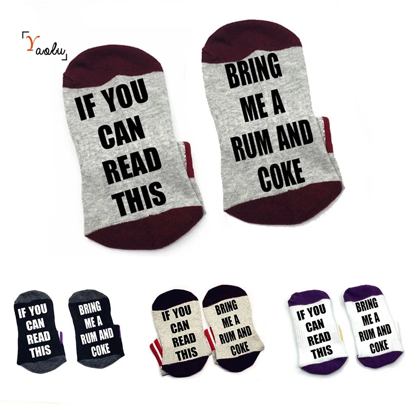 Если вы можете прочесть эти носки, дайте мне ром и Кокс удобные хлопковые носки мужские и женские короткие носки с милыми поговорками