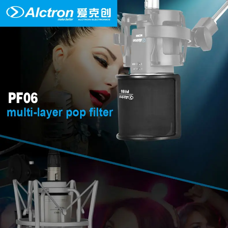 Alctron PF06 Microphone Pop Filter,Pop Shield,Pop Screen,Mic Screen,ABS plastic features lightweight,stable structure and sturdy