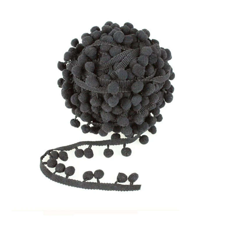 10 Yard/lot Black Cotton Balls DIY Handcrafted Fabric Lace Trim Clothes