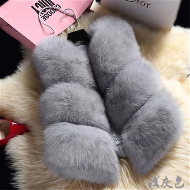 

Faux Fur Coat Fashion Autumn Winter Coat Thick Warm Women Faux Fox Fur Vest High-Grade Jacket Colete Feminino Plus Size z0367