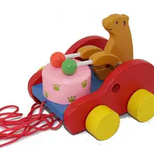 Деревянная игрушка для детей, креативная развивающая игрушка медведь барабан из цельного дерева, игрушки для детей с длинной струной 37,4"