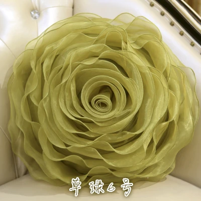 40 см круглый органза Rosa подушки с начинкой ручной работы диск floret Подушка Диван