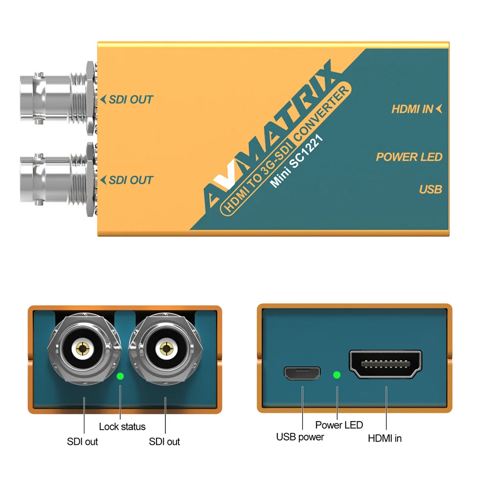 AVMATRIX Extender Mini HDMI to SDI Converter Adapter 3G HD SDI for driving Monitors with Power adapter