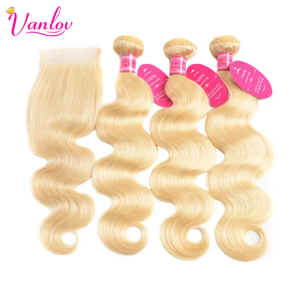 Vanlov Blonde Bundles With Closure 613 Body Wave Peruvian Hair Bundles With Closure Human Hair Extension Non-Remy Honey Blonde Vanlov Blonde Bundles With Closure 613 Body Wave Peruvian Hair Bundles With Closure Human Hair Extension Non-Remy Honey Blonde