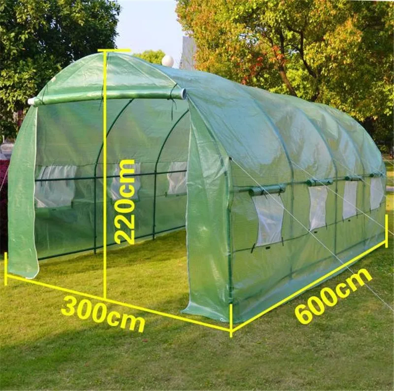 

Garden Supplies Size 6mx3mx2m Strong Enough 36 kgs/ set Big Greenhouse Tunnel tents two-door with window arch Insulation cover