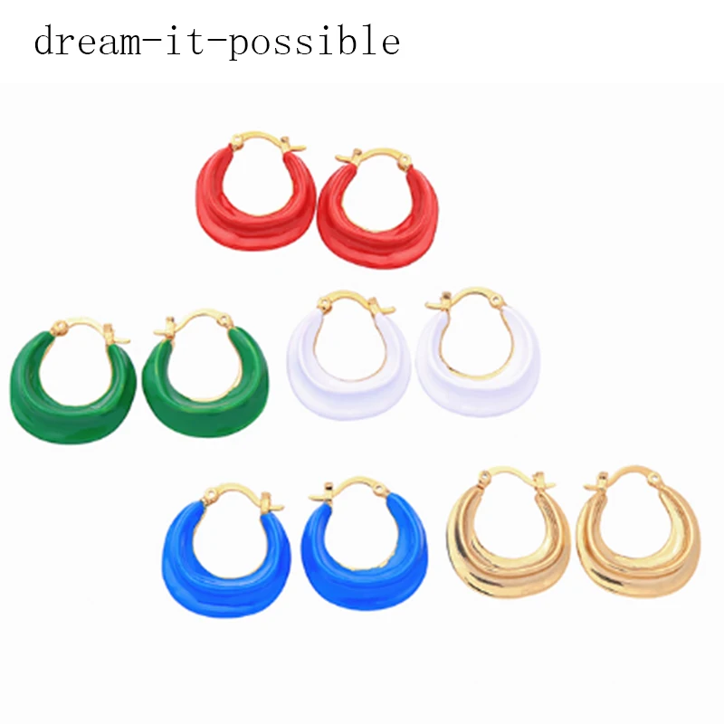 

Dream-it-possible 5pair real copper woman enamel dangle earring 2019 korean fashion designer drop jewelry wholesale