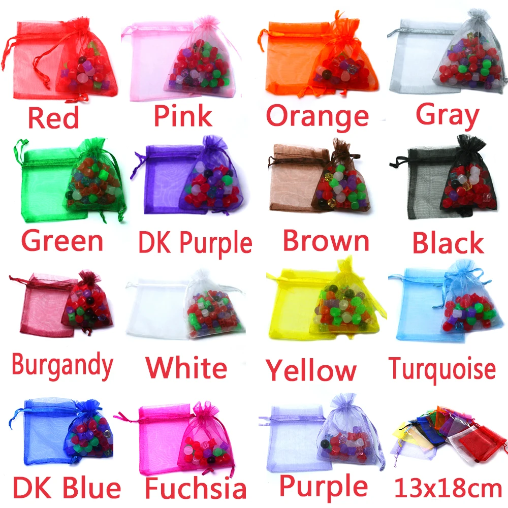 

Good Quality 10Pcs 13x18cm Mixed Random ORGANZA Wedding Favour GIFT BAGS Jewellery Pouches,jewelry Drawstring bag party gift