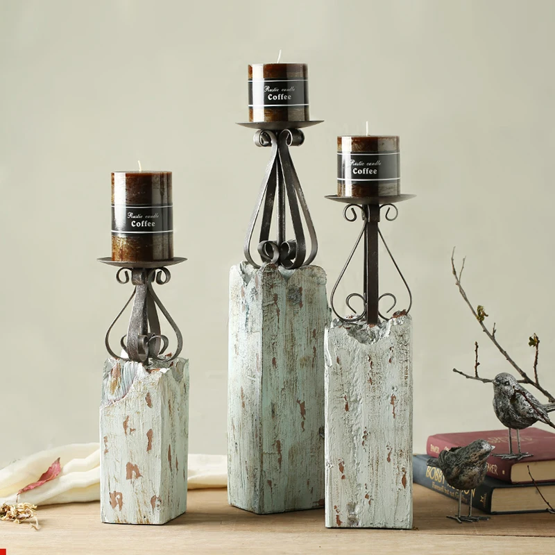 

American rustic retro handicraft candlestick home decor creative lantern vintage candler bar and cafe decorative candlestick